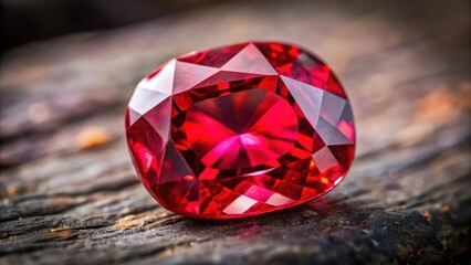 Close-up of a vibrant red sapphire stone, natural stone, close-up