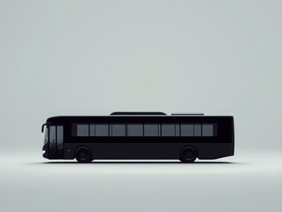 Sleek Black Modern City Bus Isolated Side View Product Shot