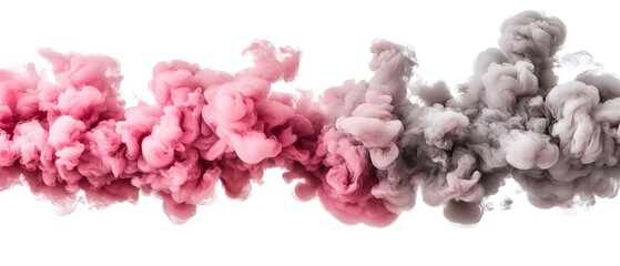 Colorful Smoke Swirl of Pink and Gray on White Background for Creative Design Projects