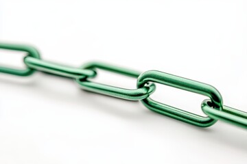 Obraz premium Green Chain Link on Plain White Background