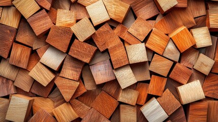 Abstract Wooden Cube Composition: A Stunning Display of Textured Wood Blocks