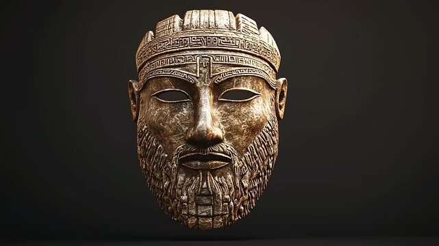 Ancient Mesopotamian Bronze Mask:  A Striking Image of Royal Power and Majesty