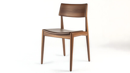 A wooden chair with a brown seat and back