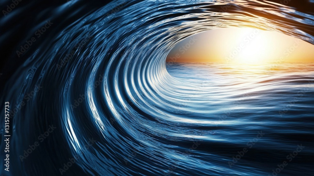Poster a wave in the ocean with the sun shining through it