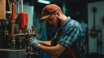 Man Discovering Essential Plumbing Skills Inside a Modern Trade School Workshop