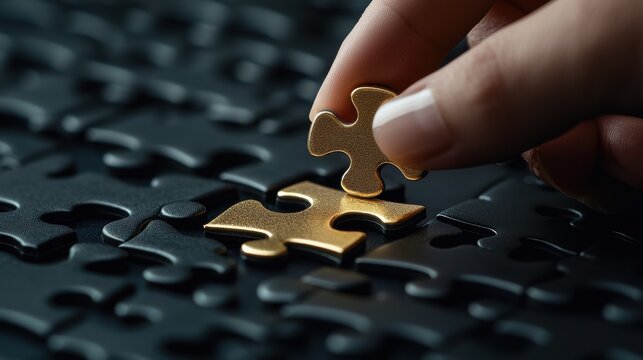A person is putting a puzzle piece in a puzzle