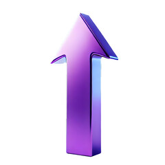 purple upward arrow isolated on a white background. Clean and glossy design. Concept of direction and rise. 3D Rendering