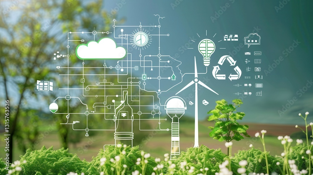 Aufkleber green hydrogen as a clean energy alternative utilizing renewable resources like solar and wind power