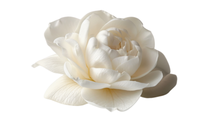 Delicate white gardenia blooming with grace on transparent background