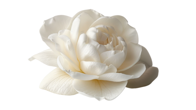 Delicate white gardenia blooming with grace on transparent background