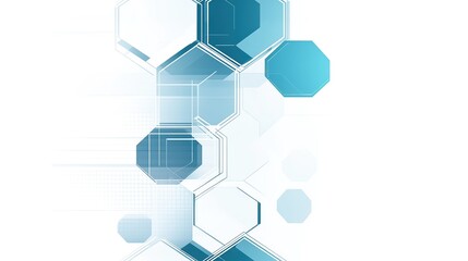 Abstract blue hexagonal structure against a clean white backdrop.