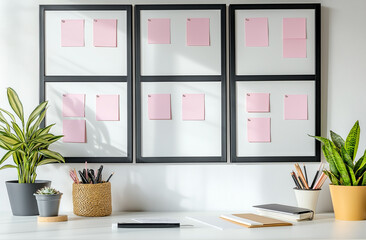 Fototapeta premium Modern office room, modern office interior with computer, office interior with a table and chairs, modern interior design