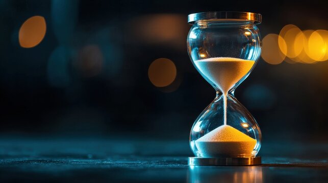 A sand timer is shown with the sand falling out of it