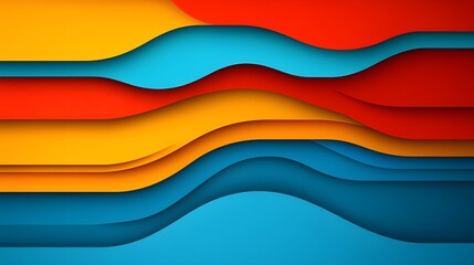 Obraz premium Vibrant Abstract Waves in Orange, Blue, and Yellow Layers for Modern Backgrounds