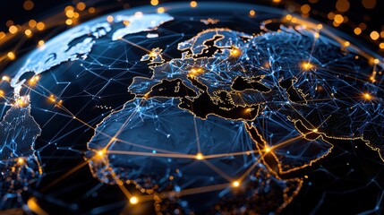 A globe with a network of lines connecting it