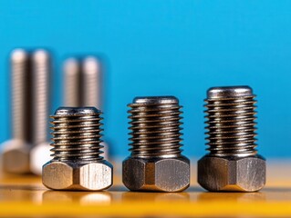 Macro shot of the titanium alloy bolts used in jet construction, emphasizing their strength and heat resistance
