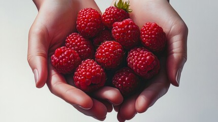 Fresh raspberries held gently in hands showcasing vibrant color and texture for a healthy snack idea