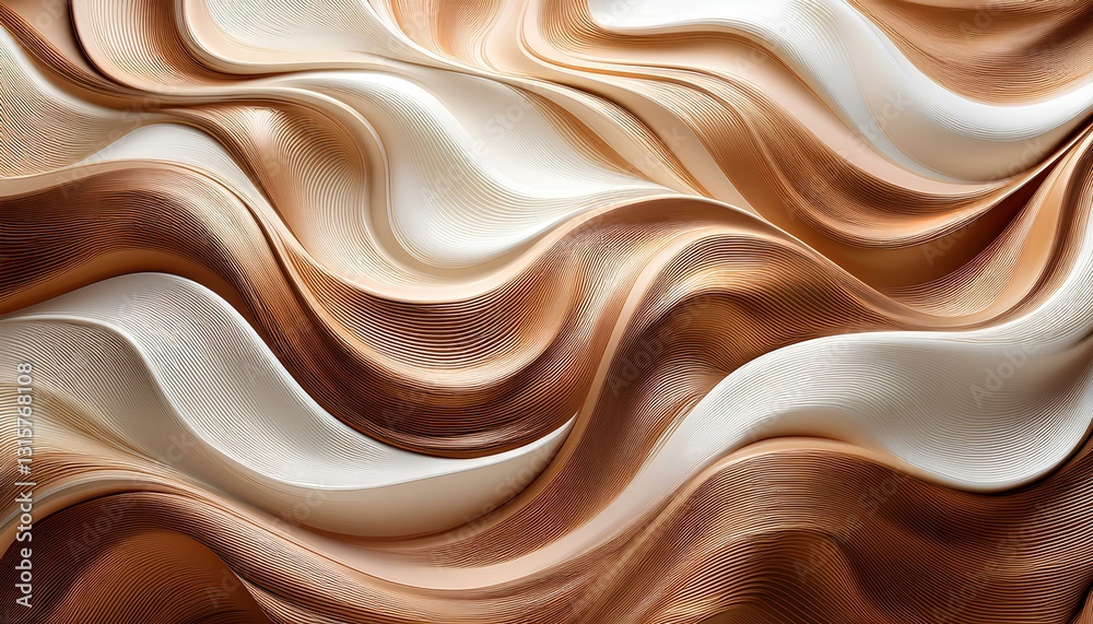 Aufkleber abstract background of brown silk. abstract background brown and white with swirling waves.