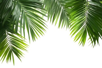 Naklejka premium Multiple palm leaves isolated on a white background showcasing their unique shapes and textures in a natural arrangement