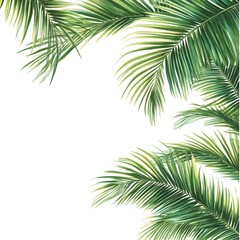 Elegant palm leaves displayed against a pure white background showcasing their unique shape and rich green color