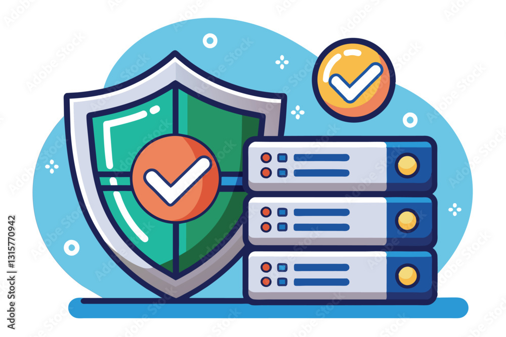 Poster a visual representation of a secure web hosting solution featuring servers and a shield symbolizing 