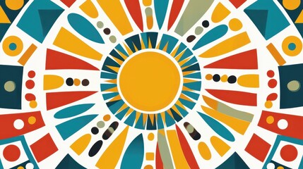 Vibrant Geometric Sun with Radiating Rays
