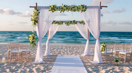 Wedding decor on sandy beach