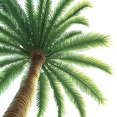 Obraz premium Illustration of palm tree fronds against a white sky background emphasizing clean and minimalist design