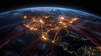North America's Global Network: A Visual Representation of Interconnectivity