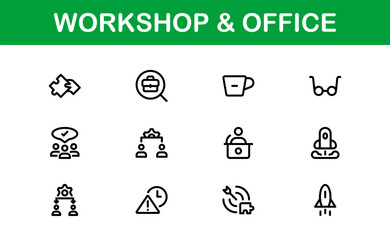 Office and Workshop Icon Collection. Perfect for Workspace, Business, and Productivity Design Themes