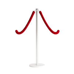 Elegant Red Rope Barrier on White  Isolated on transparent background