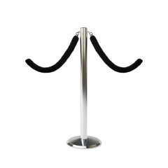 Elegant Queue Barrier with Black Velvet Rope Design Isolated on transparent background
