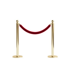 Elegant Red Velvet Rope Barrier for Event Protection Isolated on transparent background