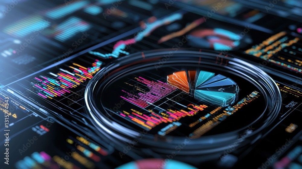 Fototapete a colorful graph with many different colored lines and shapes