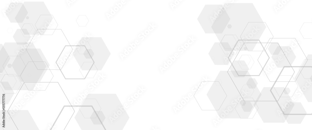 Aufkleber Abstract white, and grey geometric hexagon background. Technology background design and communication connection.