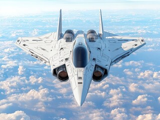 Nextgen fighter jet performing an acrobatic maneuver above a futuristic battlefield, showcasing cuttingedge technology and power