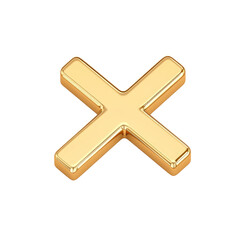 Obraz premium Glossy Gold 3D Cross Symbol on White Isolated on transparent background