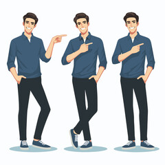 Obraz premium Man Pointing Illustration Set - Presentation & Guidance