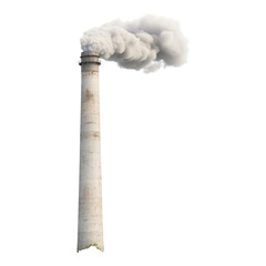 Industrial chimney emitting smoke against clear sky Isolated on transparent background