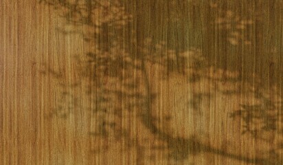 Wooden floor with shadows, reflection of branches, 3D illustration