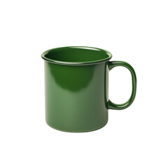 Green Enamel Mug on White  for Beverage Use Isolated on transparent background
