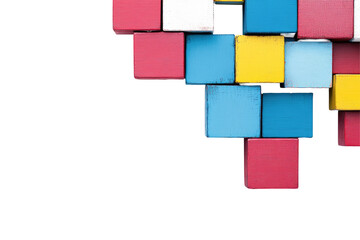 abstract colorful digital geometric cubes isolated on transparent or white background. for your design. top view