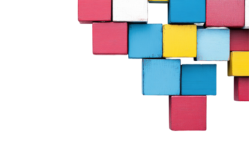 abstract colorful digital geometric cubes isolated on transparent or white background. for your design. top view