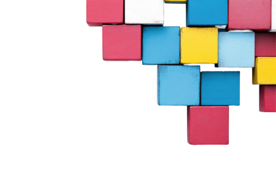 abstract colorful digital geometric cubes isolated on transparent or white background. for your design. top view
