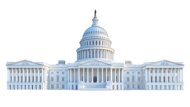 The United States Capitol Building on transparent background