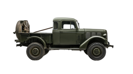 Restored military truck exhibiting power and history on transparent background