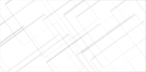 Abstract white background design with layers of textured white transparent material in triangle and squares shapes. White color technology concept geometric line vector white light grey background.	