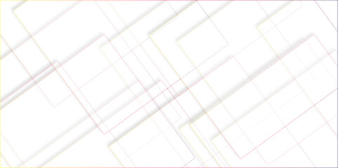 Abstract white background design with layers of textured white transparent material in triangle and squares shapes. White color technology concept geometric line vector white light grey background.	