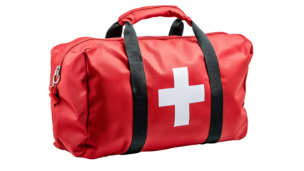 first aid medical bag on transparent background 
