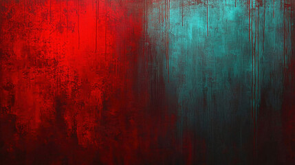 Obraz premium Abstract Paint Texture in Red and Blue with Dripping Elements and Artistic Brush Strokes